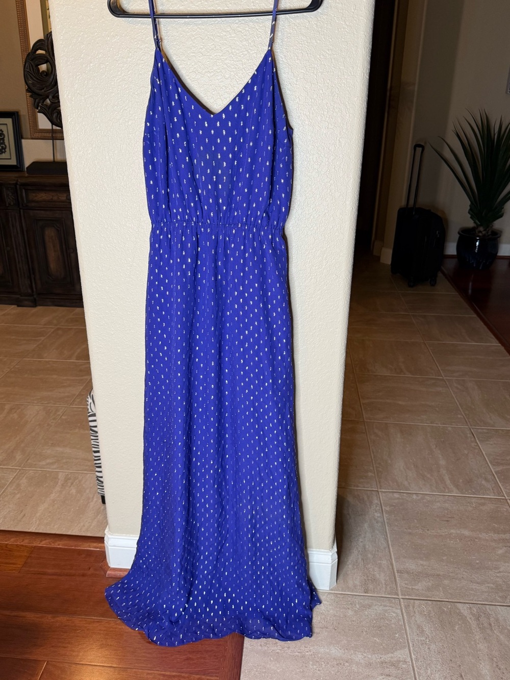 Lilly Pulitzer Royal Blue Maxi Dress with Gold Dot Print